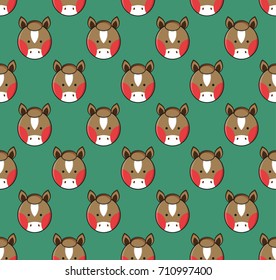 Horse Seamless on Green Background. Vector Illustration.
