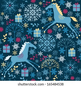 Horse seamless pattern. Vector pattern for web-design, textile, graphic design.  