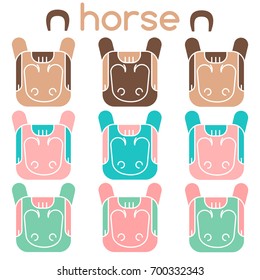 Horse. Set of icons. Different colors.