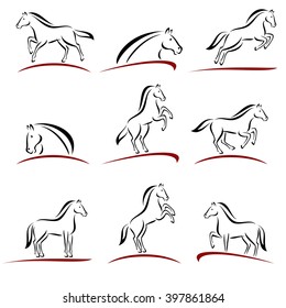 Horse set. Vector