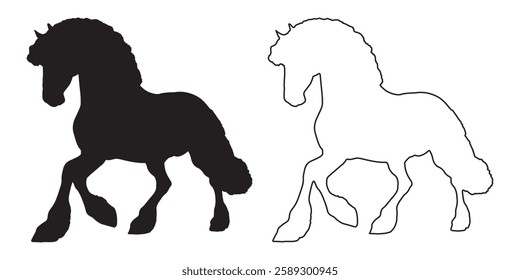 Horse Shadow Silhouette - Elegant Horse Outline for Posters
