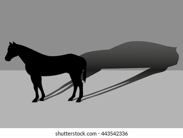 Horse shadow. Transportation evolution