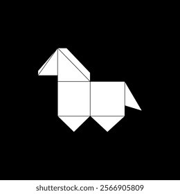 Horse Shape Inspired by Origami Form, can use for Logo, Pictogram, Animal Figure, Website, Apps, or Graphic Design Element. Vector Illustration