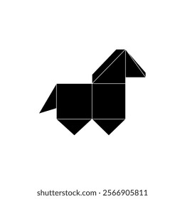 Horse Shape Inspired by Origami Form, can use for Logo, Pictogram, Animal Figure, Website, Apps, or Graphic Design Element. Vector Illustration