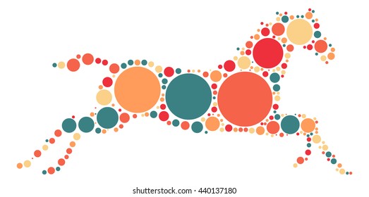 horse shape vector design by color point