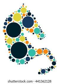 horse shape vector design by color point