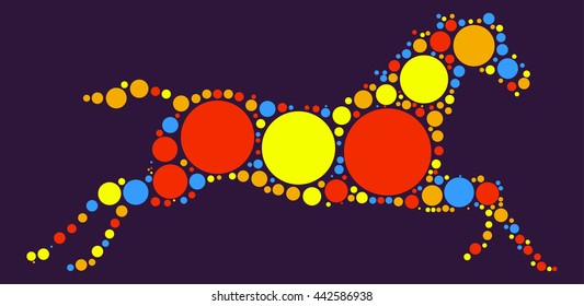 horse shape vector design by color point