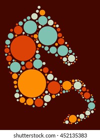 horse shape vector design by color point