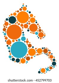 horse shape vector design by color point