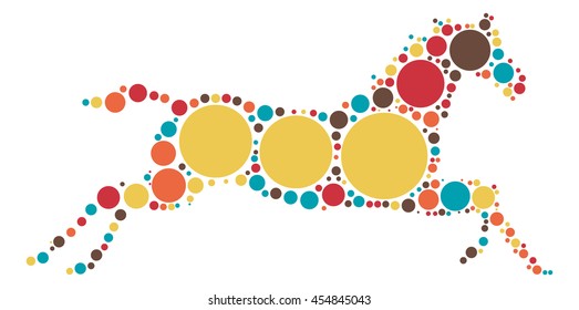 horse shape vector design by color point