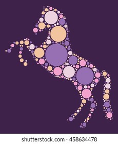 horse shape vector design by color point