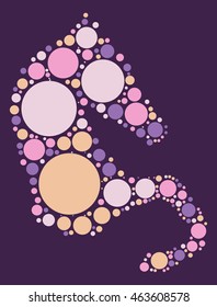 horse shape vector design by color point