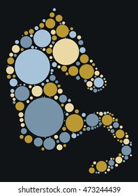 horse shape vector design by color point