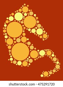 horse shape vector design by color point