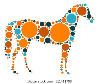 horse shape vector design by color point