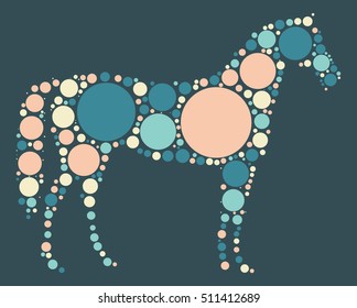 horse shape vector design by color point