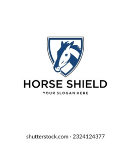 Horse Shield Creative Logo Design Vector
