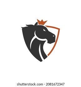 Horse shield crown Illustration Template Icon emblem Isolated