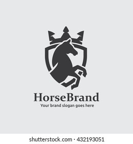 Horse in Shield with Crown on top for Hotel, Finance, investment, Sport Club or any Luxury image Business