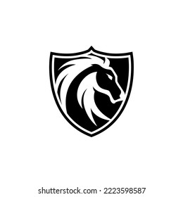 Horse Shield Equestrian Logo Template Vector 