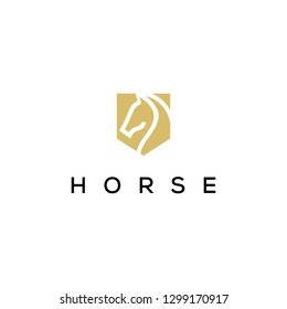 Horse Shield Line Logo Design