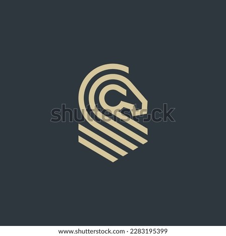 horse shield line logo vector