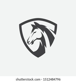 Horse Shield Logo Design. Horse Head.