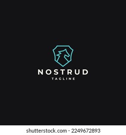 Icono de diseño de logotipo de escudo de caballo vectores