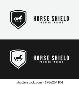 horse shield logo design suitable for logo template