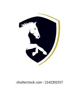 horse shield logo design template