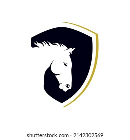 plantilla de diseño de logotipo de protección de caballos