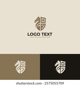 horse shield logo design template