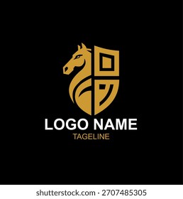 horse shield logo design template