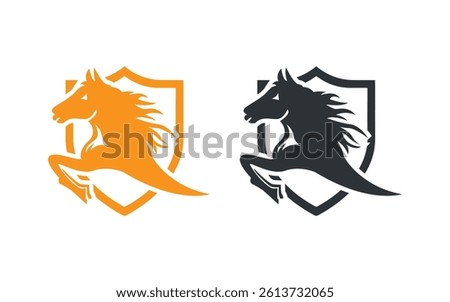 Horse Shield Logo Vector  Horse head Icon Design modern logo template