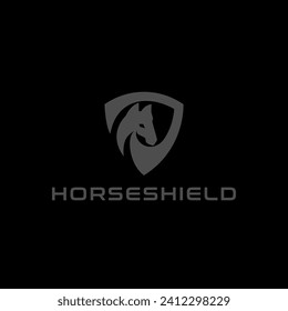  Logotipo Horse and Shield muy adecuado para nombres de empresas, identidades corporativas, nombres de tiendas, comunidades y otros