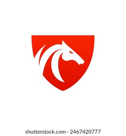 Escudo de caballo logotipo rojo simple vintage