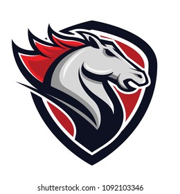 Horse With Shield Sport Logo Vector Eps