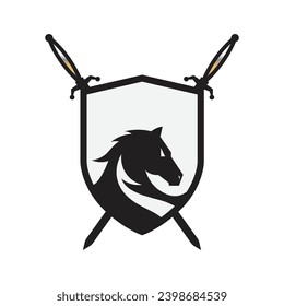 plantilla de logotipo de vector de protección de caballos