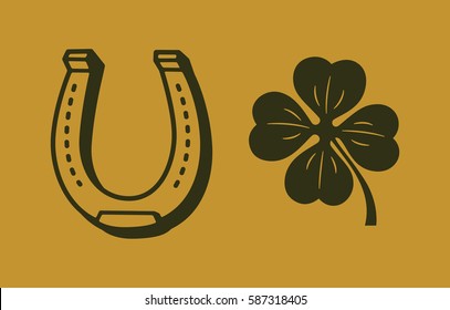 Horse shoe and 4 leaf clover Good luck charms