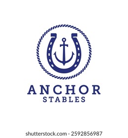 Horse Shoe Anchor Rope Frame Logo. Horse Shoe Logo, Anchor Logo.
