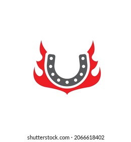 horse shoe burning fire   icon vector illustration design template