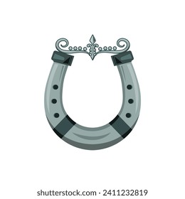 horse shoe cartoon vector art with fleur de lis element design template web 