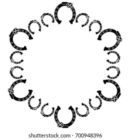 Horse shoe with cloverleaf in ring on white background.Vector illustration.