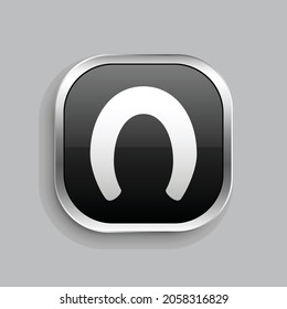 horse shoe icon design. Glossy Button style rounded rectangle isolated on gray background.. Vector illustration