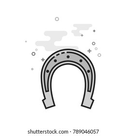 Horse shoe icon in flat outlined grayscale style. Vector illustration.