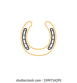 Horse shoe icon. Line and two colour design template