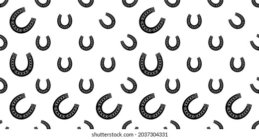 Horse Shoe Icon Seamless Pattern, Lucky Horse Shoe Icon Vector Art Illustration
