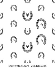 Horse Shoe Icon Seamless Pattern, Horse Hoof Wear Protector Vector Art Illustration