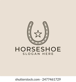 horse shoe line art logo icon and symbol vector illustration minimalist design