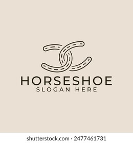 horse shoe line art logo icon and symbol vector illustration minimalist design